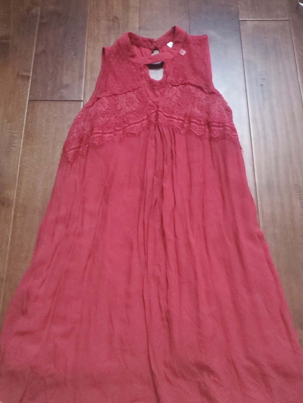 Xhilaration Red Lace Yoke Sleeveless Party Dress Size Small